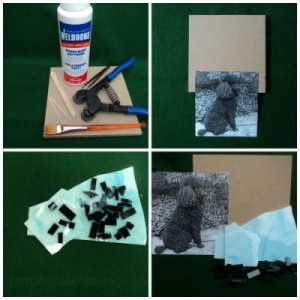 Materials for a mosaic dog.
