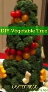 Great way to use your vegetables for a DIY edible Vegetable centerpiece. Learn how to make this yummy tree!