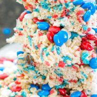 Red, white and blue m&m treats