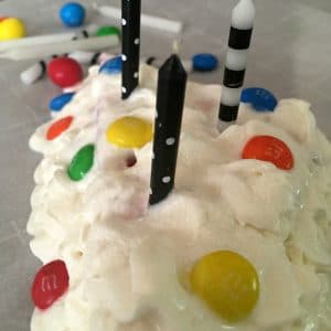 Watermelon cake decorated with M&M's