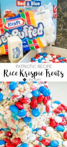red white and blue rice krispie and m&m treats