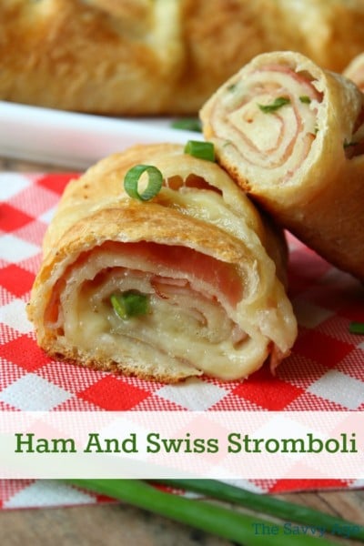 Ham and Swiss Stromboli recipe. Easy, quick and only 5 ingredients!
