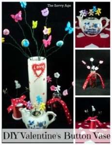 DIY Valentine's Day Button Vase. Easy craft which is great for all ages.