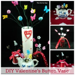 Easy DIY Valentine's Day Button Vase at the dollar store!