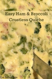 The oh so easy Ham And Broccoli Crustless Quiche. No muss, no fuss, no crust!