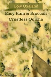 Very easy and very quick Low Oxalate Ham And Broccoli Crustless Quiche recipe.