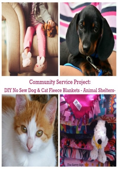 DIY No Sew Dog And Cat Fleece Blankets For Animal Shelters. Using our craft stash to do good!