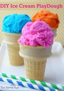 School is out! Easy DIY Ice Cream Playdough with only two ingredients!