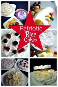 Red, white and blue rice cakes. Yogurt covered rice cakes with berries.
