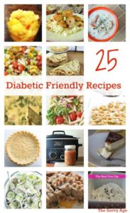 Enjoy 25 diabetic friendly recipes! Recipe round up w new ideas for your menu planning.