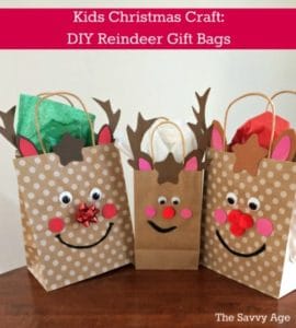 Christmas Kids Craft! DIY Reindeer Gift Bags.