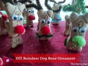 Fun DIY Reindeer craft with dog bones. Make a quirky and cute Reindeer ornament from dog bones!