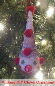 Vintage DIY Clown ornament with ice cream cones! Fun Christmas Kids Craft. #christmas #ornament #diy