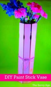 Fun DIY Paint Stick Vase! Use paint sticks to make this quick and easy craft for your home or any holiday!