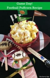 Quick and easy Football Puffcorn recipe! The No Bake treat perfect for game day!