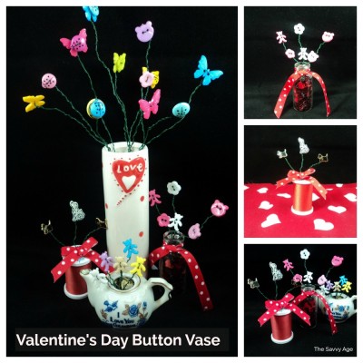 DIY Valentine’s Day Button Vase – Dollar Store!