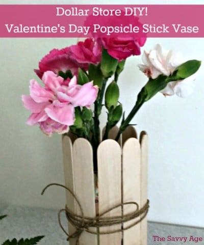 Dollar Store Craft: Valentine’s Day Popsicle Stick Vase