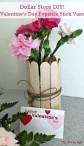 DIY Valentine's Day Vase at the Dollar Store! Easy to make vase for adults and kids to enjoy for Valentine's Day.