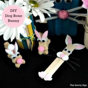 DIY dog bone bunny for Easter. Easy Easter craft for kids and toddlers.