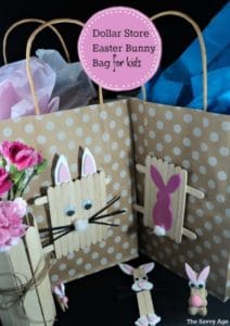 Easy Easter craft for kids! Make an Easter Bunny Bag with popsicle sticks bunnies.