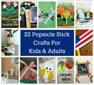 collage of popsicle stick craft projects