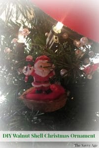 Walnut Shell Christmas ornament with santa