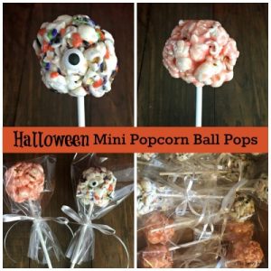 Collage of Halloween Mini Popcorn Ball Pops.