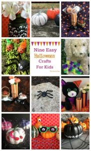 Collage of Halloween crafts for kids