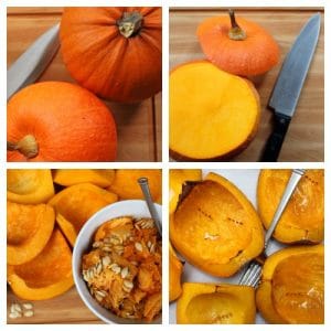 Graphic steps to make pumpkin puree
