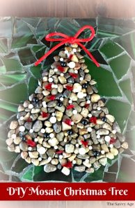 Mosaic Christmas Tree made of pebbles.