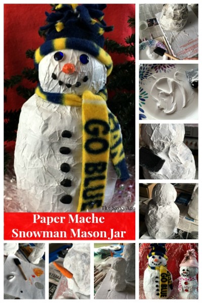 How to make paper mache snowman collage.