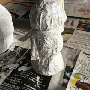 paper mache snowman drying