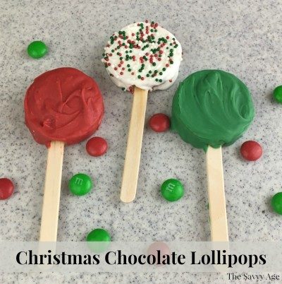 Three Christmas Chocolate Lollipops.