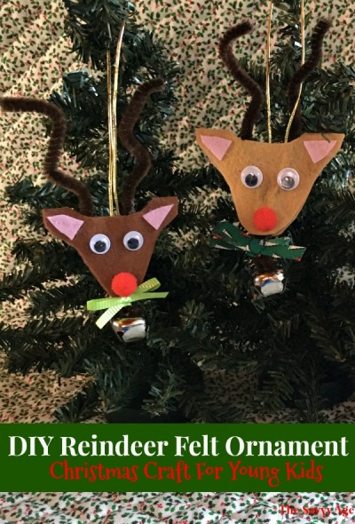 Two felt reindeer ornaments.