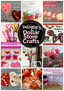 Collage of Valentine's Day Dollar Store Crafts.