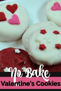 Valentine's cookies with red, and white chocolate decorated with red and pink hearts.