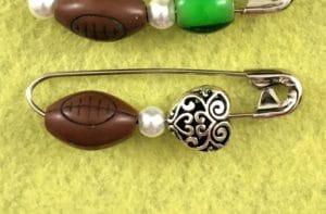 safety pin jewelry with football bead