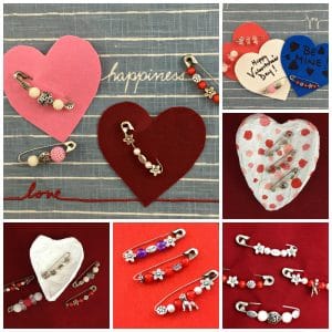 Valentine's Day safety pin jewelry