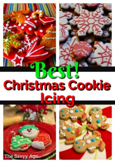 collage of Christmas cookies decorated with icing.