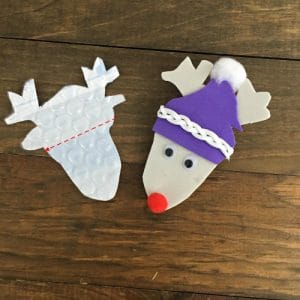 Two DIY reindeer Christmas ornaments.