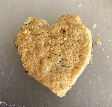 Heart shaped chocolate chip cookie.